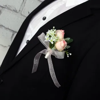 Yeni Düğün Çiçeği Damat Sağdıç Buket Pin Broş Babası Yapay Sağdıç Korsaj Elbise Aksesuarları Dekorasyon