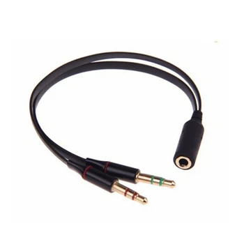 Üst Kalite Siyah 3.5 mm Jack Y Splitter 2 Erkek 1 Dişi Kulaklık Mikrofon Ses Kablosu Kablosu 20cm Mayitr