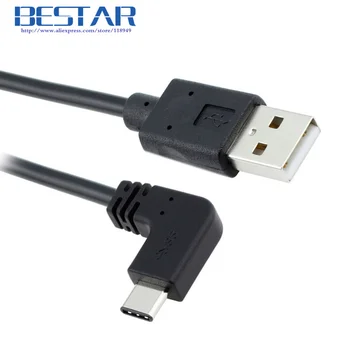 Siyah & Beyaz 90 Derece Sağa ve düz USB 3.1 Type C Erkek USB Açılı-C Tablet için 2.0 Erkek Kablo 1m 5m USB