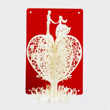 Kadar Aşık 3D pop ile sevgilisi Ağacı Sevgililer Günü Kartları el yapımı lazer kesme Tebrik kartı