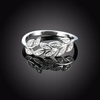 Moda 925 Gümüş Taşlı Zeytin Dalı Yaprak Yüzük Romantik Piercing Mücevher Ring Juanita Güzel Bijoux