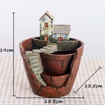 Peri Bahçesi Masaüstü Saksı Ev Bahçe Dekorasyonu için 1 adet Yaratıcı Reçine Dekoratif Etli Bitki Pot