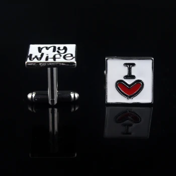 Kadın Moda Manşet Düğmeleri Kare kol düğmeleri Sevgili Eşim Sevgililer Günü için Hediye Hediye pin