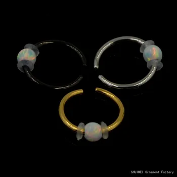 Yüzük Bend İle Sorunsuz kesiminde yeni Varış Cerrahi Çelik Sahte Klip Opal Top Burun halka Küpe Vücut Takı Piercing 16 g