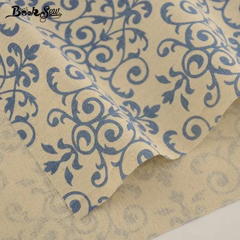 Booksew Ev Tekstili Pamuk Keten Kumaş Mavi Desen Tasarımı Malzeme masa Örtüsü Yastık Çanta Perde Yastık Zakka CM Dikiş