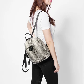 LOVEVOOK marka moda kadın suni deri Yılanlı okul çantası mini genç kızlar için Bayan sırt çantaları sırt çantası