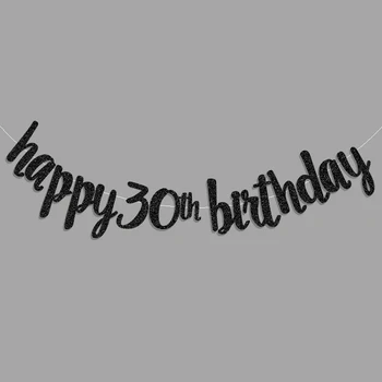 2017 Popüler Altın/Siyah/Gümüş Glitter Mutlu 30 Doğum günü Afiş 30 Yıldönümü Partisi Dekor 30 Doğum günü Partisi Süslemeleri