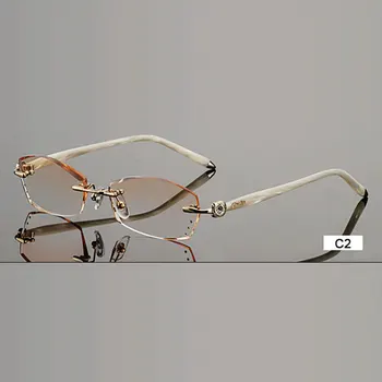 Moda B002 Elmas Kadınlar için Çerçevesiz Gözlük Reçete Optik Gözlük Çerçeve Kesme Kırpma Gözlük Gözlük