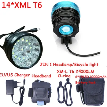 Süper Güç Parlak 2in1 Far 6 Bisiklet Işık Bisiklet Bisiklet Kafa Lambası + *18650 Pil+Şarj Cihazı LED 14 x XML T6 Far