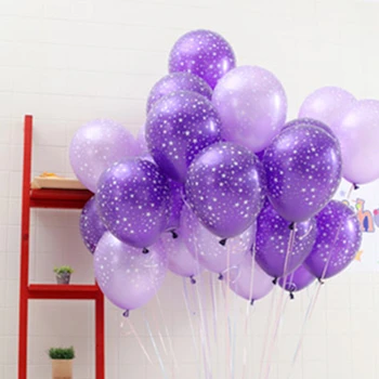 30pcs Derin Açık Beş Yıldızlı Pearl Baskılı Lateks Helyum Balon 12 inç 3.2 g Düğün Doğum günü Partisi Dekoratif çocuk Oyuncakları Mor