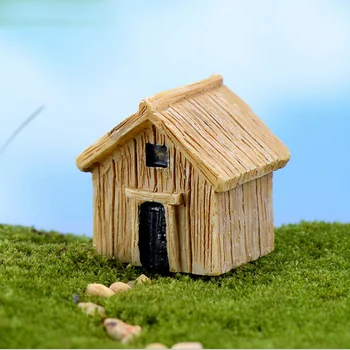 Ahşap Ev Minyatür figürleri TNB081 peri Bahçesi hayvan Heykeli Ev Masaüstü Hediye Moss süsleri reçine zanaat dekoratif