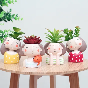 4 adet Avrupa Tarzı Etli Bitkiler Pot Mini Kaktüs Bonsai Saksı Ev Dekorasyonu Zanaat Saksı çiçek Kız Saksı Seti -