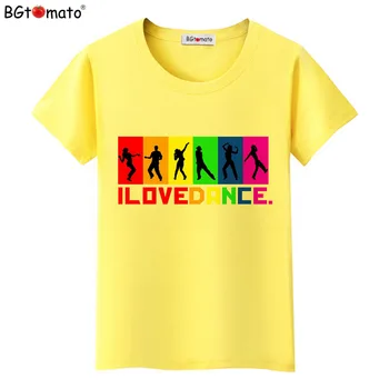 BGtomato T shirt Süper güzel yaz DANS renkli tshirt kadınları SEVİYORUM top tee Orijinal marka tişört femme serin