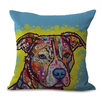 Dekoratif Yastık kılıfı Hayvan köpek Renkli Resim 17,5 Cm Pamuk Keten Sandalye Koltuk A1114 Yastık Kapağı Atmak Yastık kılıfı