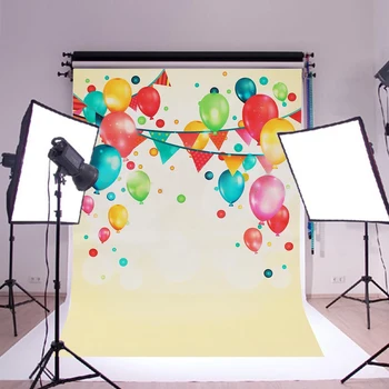 Fotoğraf Stüdyosu İçin Mayitr 900x600mm Renkli Balon Çocuk Parti Kutlama Fotoğraf Arka Duvar İpek Poster