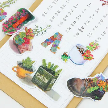 20 adet/çanta Sevimli sulu bitki kağıt sticker dekorasyon diy Hediye çantası etiketi çocukların en sevdiği kırtasiye defteri, Saksı