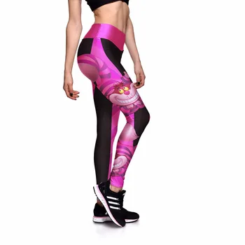 Harikalar Diyarında Cheshire cat 3D Baskı Yüksek Bel Egzersiz Fitness Kadın YENİ Ankara Seksi Kız Kadın Alice Jogger Pantolon Tozluk