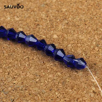 SAUVOO 3 Teli/çok Mavi Kristal DİY Takı için F2344 Aksesuar Yapma Şeffaf nazar Boncuğu, 4 mm Toplu Toptan çok Yönlü