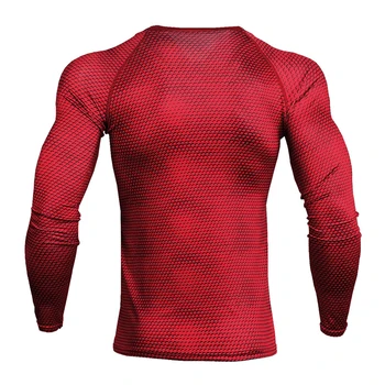 2018 Sıkıştırma T Shirt Crossfit Hızlı Kuru 3D Baskılı Uzun Kollu Deri Spor Giyim Çalışan MMA Rashguard Tayt Üstleri Mens