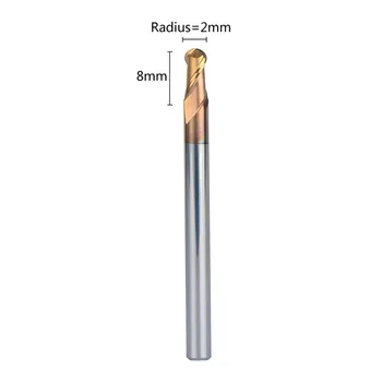 Flüt Topu Kafa Freze bıçakları Bit Yönlendirici 2 Düz Saplı Tungsten Çelik Topu Burun Sonunda Mills İle 5 adet/lot R2-4-50 HRC55-