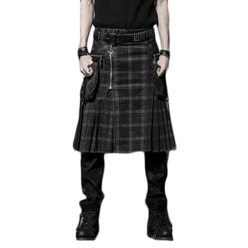 Punk Yaz Erkek S Cepli Siyah Pamuk Sokak Kişilik Vintage Pantolon Etek-225 Sonbahar Casual Gevşek Yazın