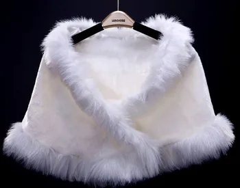 Yeni Fildişi Ücretsiz Nakliye Moda Şık Sıcak Ceket Faux Kürk Şal Şal Gelinlik Bolero Düğün Ceket Ceket Aksesuarları OJ00191