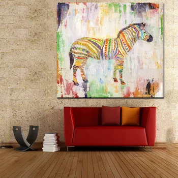 Tuval Hayvan HD Baskı Suluboya Zebra Fil Soyut Resim Sanat Pop Modern Cuadros Oturma Odası İçin Duvar Resim Dekor