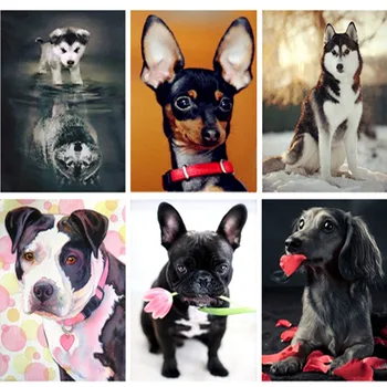 YENİ Varış Hayvanlar Tam Kare Köpek Kurt Gölge Mozaik Resim Köpek 5D Diy Elmas Nakış Nakış Dikiş Yapıştırılan Kes
