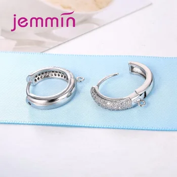 Jemmin Moda Kadın Eearings Hoop Gümüş Takı Bileşeni Micro Pave CZ Kristal Küpe DİY Düğün Hediyesi