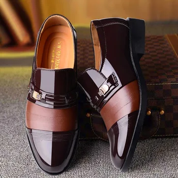 Erkek ayak elbise ayakkabı rugan erkek ayakkabı ayakkabıları düğün ayakkabıları erkek herek schoenen sapato masculino sosyal kayma gösterdi