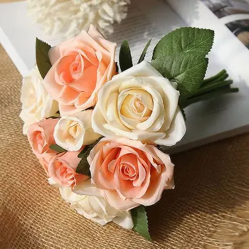 9pcs/set Gül çiçek ziyafet Tayland Kraliyet yapay çiçekler, Suni ipek çiçek gül ev dekorasyonu, düğün dekorasyon Rose