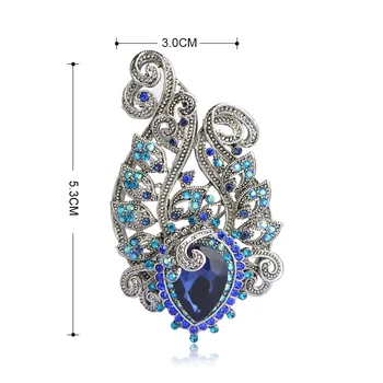 Mavi Büyüleyici Çiçek Vintage Yüksek Kaliteli Kırmızı Kristal Antik Gümüş Rengi Kadın Elbise Toka Aksesuar Pin Broşlar