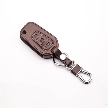 Lifan X60 Katlanır Araba Anahtarı Kapağı için 3 Düğme Deri Uzaktan Kumanda Tuş takımı Klavye Kapak kabuk, araba anahtarı aksesuarları korumak