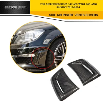 Benz için araba stil karbon fiber ön tarafa tak döşeme kapağı çamurluk W204 C63 AMG tampon sadece 2012-