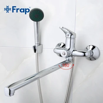 Pirinç duş prizine sıkı bağlamak Banyo Mikser 40cm paslanmaz çelik uzun burun F2213 musluk