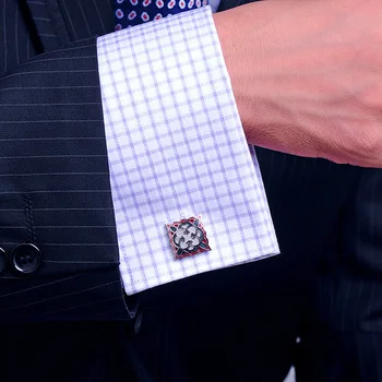 KFLK Lüks SICAK gömlek kol düğmeleri erkek için Hediyeler Marka manşet düğmeleri Kırmızı emaye Kare manşet Takı abotoaduras Yüksek Kaliteli bağlantılar