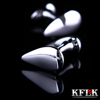 Mens Marka manşet düğmeleri Gümüş için KFLK 2018 Lüks gömlek kol düğmeleri Yüksek Kaliteli su damla şekil abotoadura Takı kol düğmesi
