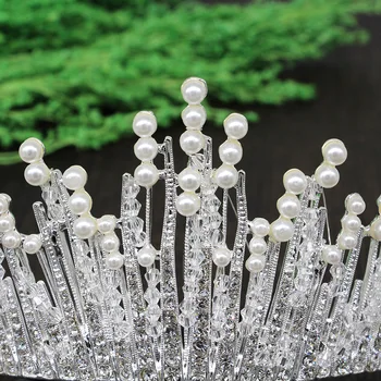 Zerafet Prenses Vintage Boncuk Kristal Yapay İnci Düğün Tiara Taç Gelin Düğün Saç Aksesuarları Taslar