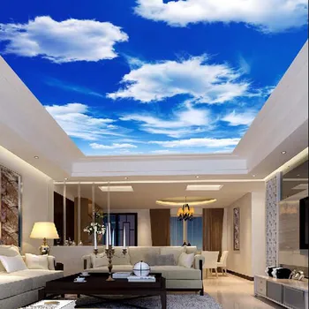 Fotoğraf Duvar Kağıdı Rulo Duvar Sanatı Dekor duvar Kağıtları Mavi Gökyüzü Tavan Duvar Kağıdı Bulutlar Tavanlı Oturma Odası Dekorasyonu için 3D