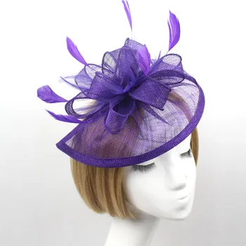 Kadınlar Gelin Şapka Balo Parti Düğün Kullanmak Akıl Düğün Aksesuarları için 2016 Vintage Patiska Tüy Düğün Şapka Parti Şapkası ZS7