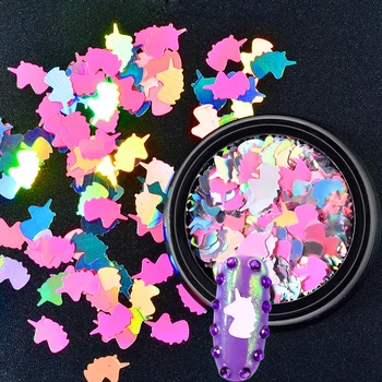 1 Kutu Unicorn Tırnak Glitter Payetler Ultra-ince Karışık Renkler Pigment Manikür DİY Tırnak Sanat Dekorasyon Krom