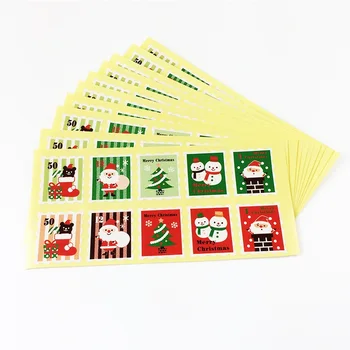500 Adet/sürü Pul Şekli Mühür Sticker Etiket Noel Hediyesi Dekor Çıkartmaları Fırın Çerez Ambalaj Çanta Kağıt Mühür Etiketler