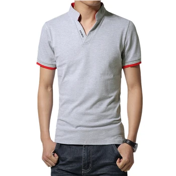 2018 Erkekler Yaka Uzun POLO Gömlekleri Saf Renk V Erkek Kol Standı boyun POLO Büyük Boy Gömlek 5XL Butik Pamuk Leisure Moda - -