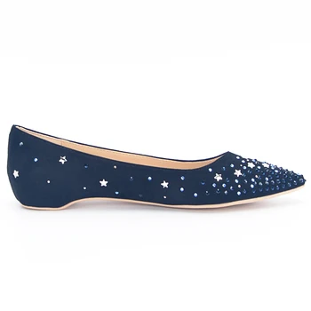 Stylesowner Bling Rhinestone Kadın Rahat Ayakkabılar Glitter Kristal Ayak Kayma Sivri Topuklu Kadın Düğün Ayakkabı Flats