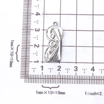 Lucky charms için 10pc/çok 25mm x 12mm Meryem ve İsa Takılar Antika Gümüş Tone kolye takı aksesuarlar kolye