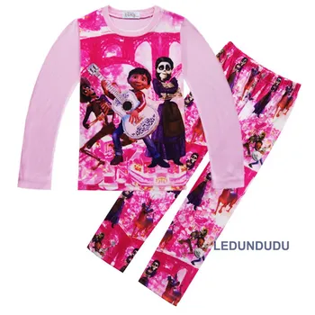 Çizgi Film Coco Çocuklar Erkek Miguel Baskı Pijama Kızlar Uzun Kollu T-shirt Pantolon Çocuk Yaz Pijama Cosplay Kostüm +