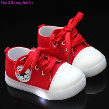 HaoChengJiaDe Çocuk Ayakkabıları Çocuklar Kız Ayakkabı Sonbahar Yeni Yıldız Çocuk Ayakkabı Çocuklar Rahat Kanvas Çocuk Ayakkabı 21-30 Boyutu LED
