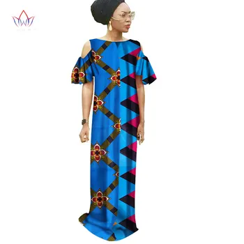 Femme Kadınlar İçin BRW 2017 Yaz Elbise Dashiki Afrika Uzun Elbise Maxi Elbise Bazin Riche Kelebek Kol Parti Elbise WY2118