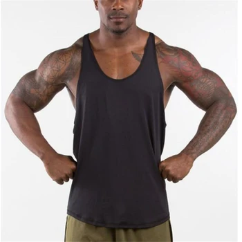 Spor salonları Atlet Erkek Boş Tank Pamuk Kolsuz Gömlek Üstleri,Yelek ve Spor Stringer Rahat Giysiler Vücut geliştirme