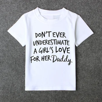 2017 Yaz Kız T-shirt Dadyy %100 Pamuk Beyaz Çocuk Sevgisi 1-5 yıl Kız Bebek Giyim Tişört T shirt Çocuk Üstleri